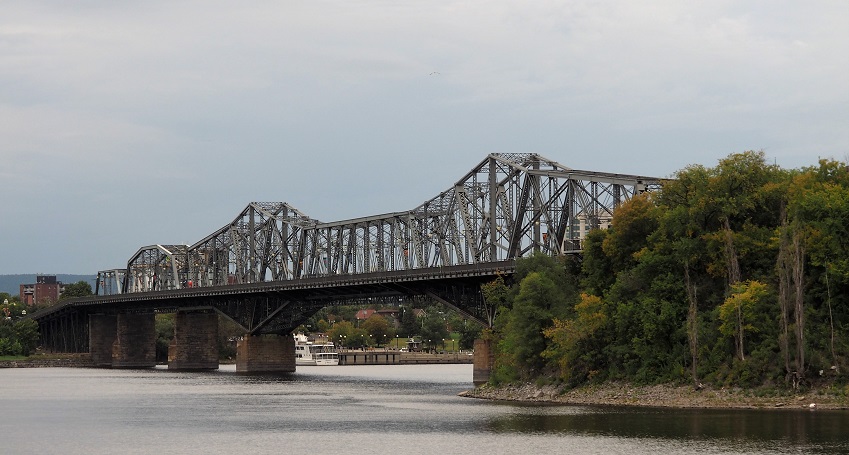 Ground-level view of Alexandra Bridge from Ottawa side.