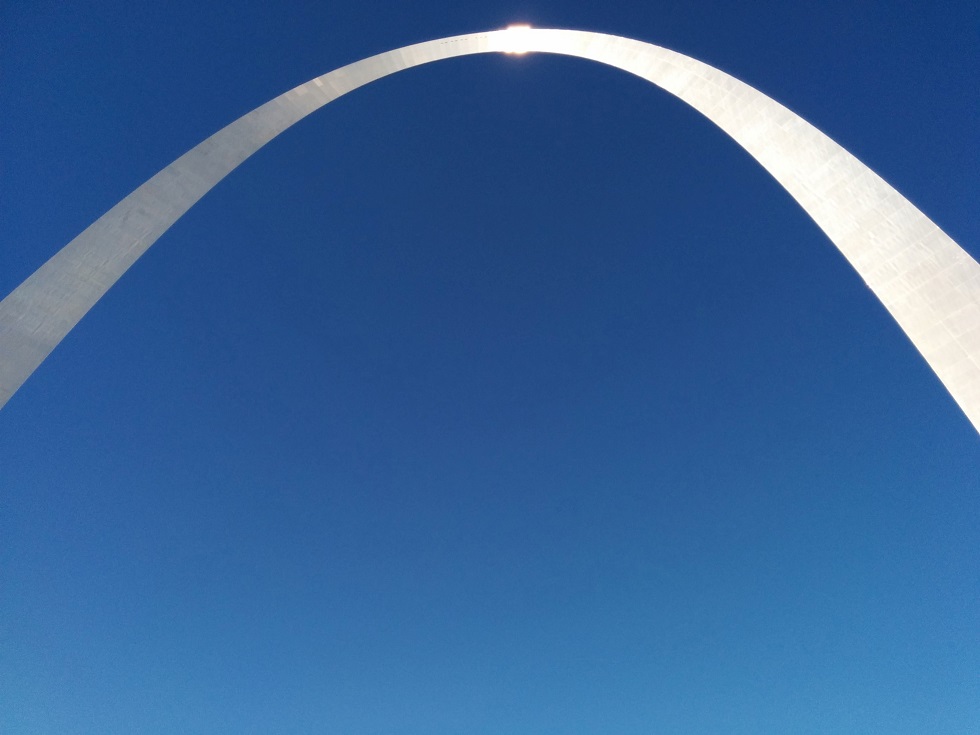 Overhead view of top of St. Louis iconic arch