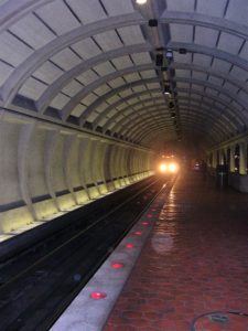 Oncoming subway car in Metro tunnel