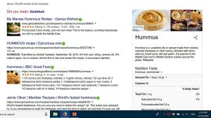 Print screen of Google search results for "hummous"