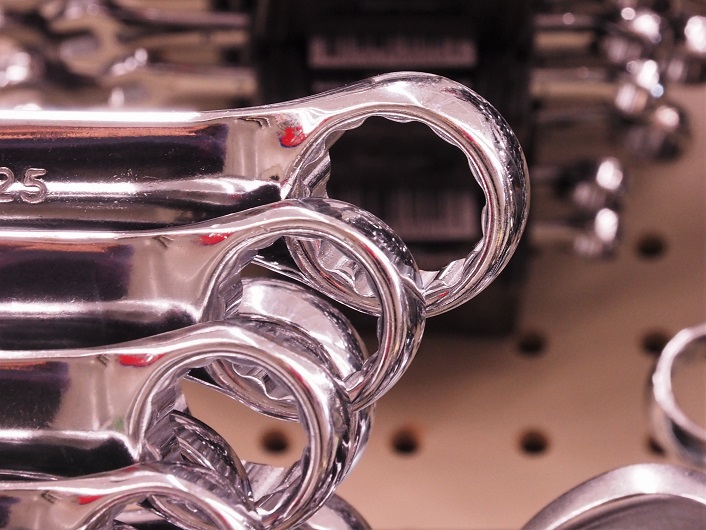 Close-up of ratchet wrench heads