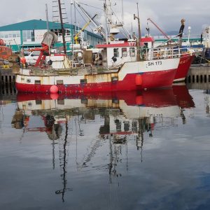 Boat and reflection, Reykjavik.