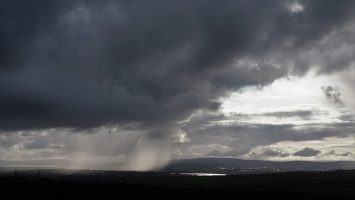 Dark rain clouds over Derry.