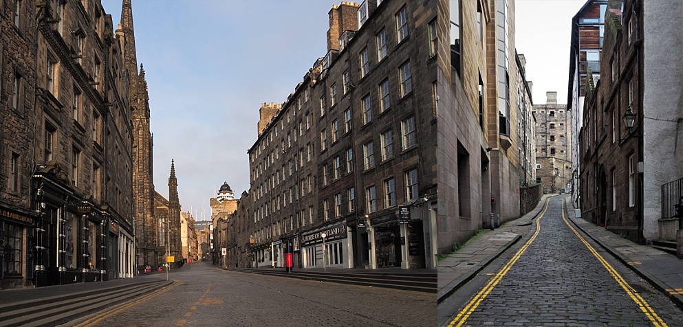 2-photo collage of streets in old Edinburgh