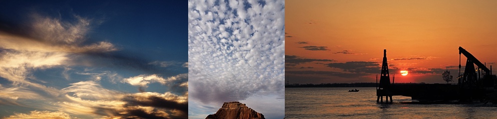 3-photo collage of skyscapes